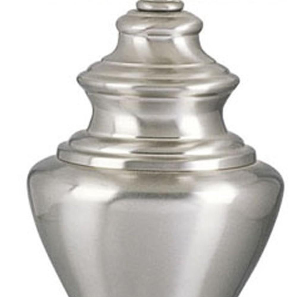 HomeRoots 468566 28 in. Metal Urn Table Lamp with White Classic Empire Shade, Nickel - image 5 of 6