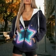 thumbnail image 6 of Yuyamidu Star Hoodie Womens Hoodies Y2k Womens Oversized Sweatshirt Zip Up Jacket Aesthetic Crewneck Sweatshirt Long Sleeve Tops with Pockets XS, 6 of 8