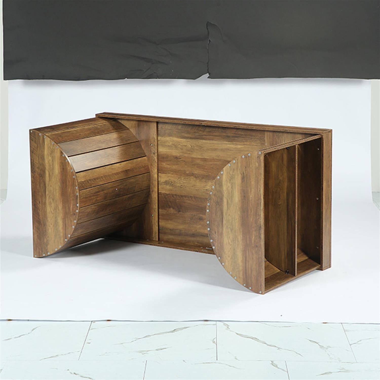 Demi Bonn 63" Dining Table, Wood Dinner Table Kitchen Table For 4-6 People, Large Rectangular Dinner Table for Dining Room, Home Office, Living Room Furniture, Brown