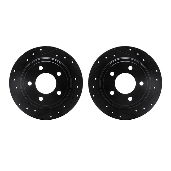 Dynamic Friction Company Rear Brake Rotors-Drilled and Slotted-Black 8002-40080