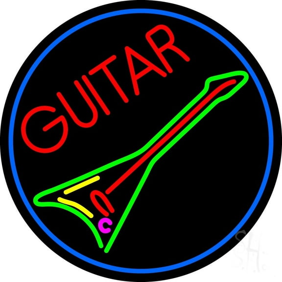 Green Guitar LED Neon Sign 18 X 18 - inches Black Square Cut Acrylic Backing, with Dimmer - Premium built indoor Sign for Studio, Club, Home décor, Event, Workshop, Storefront.