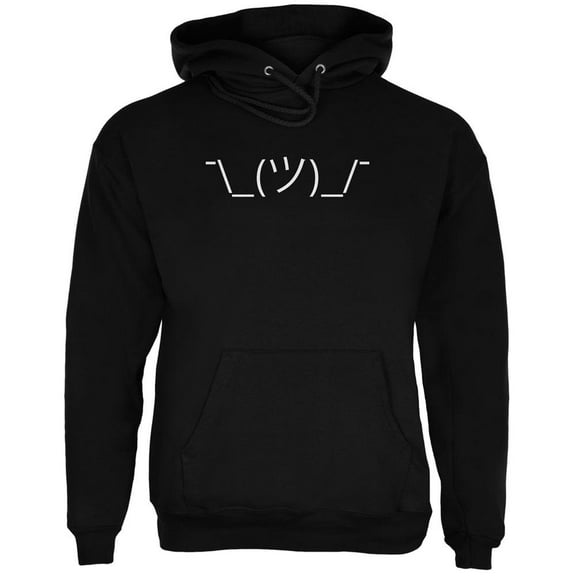 Funny Emojicon Shrug Black Adult Hoodie - Medium