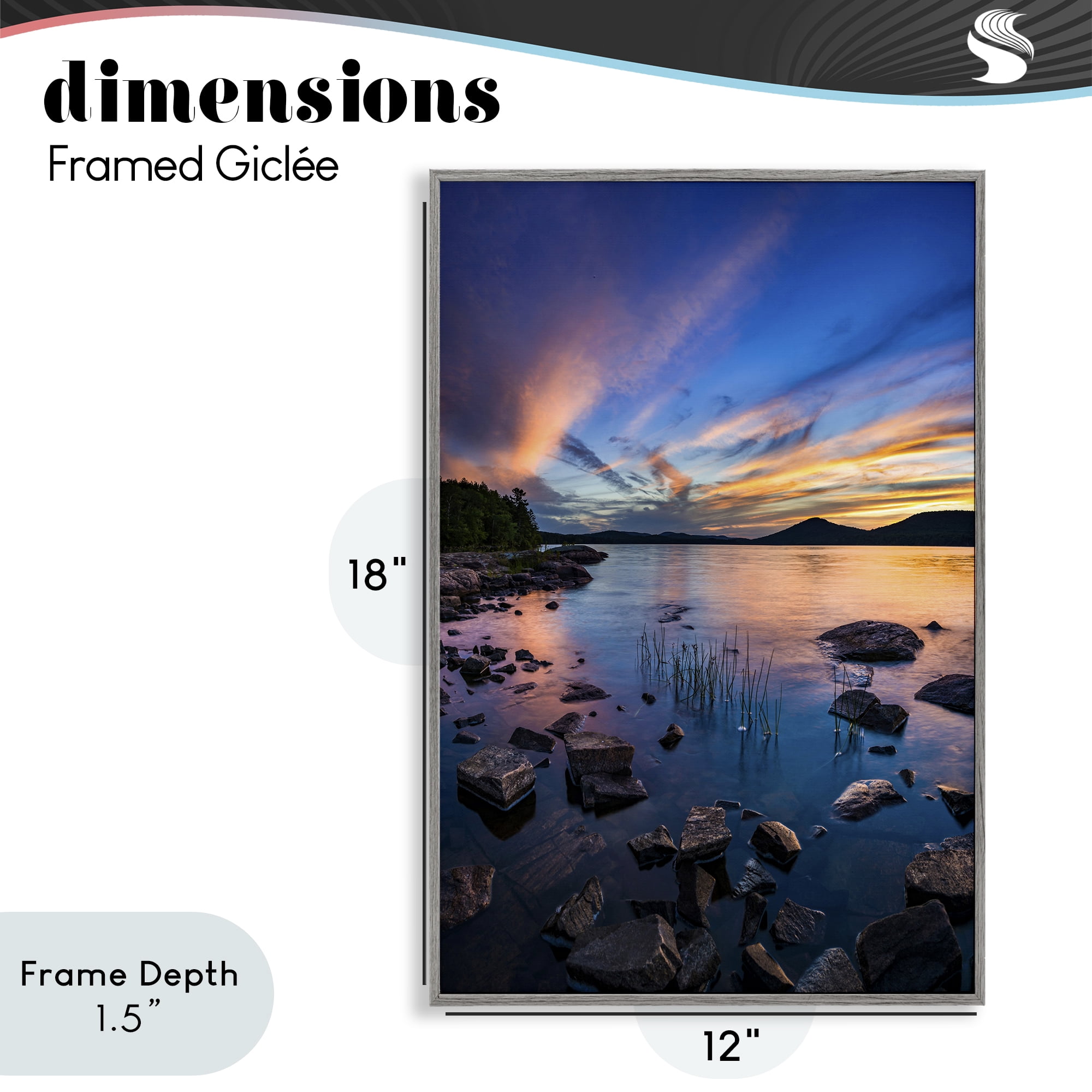 Stupell Industries Sunrise on Piseco Lake Gray Framed Giclee Art, design by Jonathan Zaharek