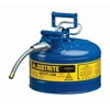Justrite® Type II AccuFlow Steel Safety Can 2.5 Gal. 5/8" Metal Hose Blue 7225320