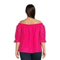 thumbnail image 4 of Terra & Sky Women's Plus Size Off The Shoulder Eyelet Top, 4 of 6