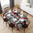 thumbnail image 6 of Grey Geometric Table Cloth Waterproof Tablecloths, Modern Abstract Black White Red Striped Tablecloth Dining Table Cover for Kitchen Party Tabletop Outdoor, Rectangle Tablecloth 54x108 Inch, 6 of 9