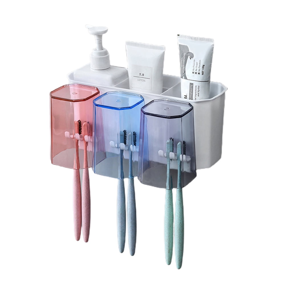 Toothbrush Holders for Bathrooms with Toothpaste Dispenser, Tooth Brushing  Holder Wall Mounted, 8 Toothbrush Slot, 9 Toiletries Storage Area with Big