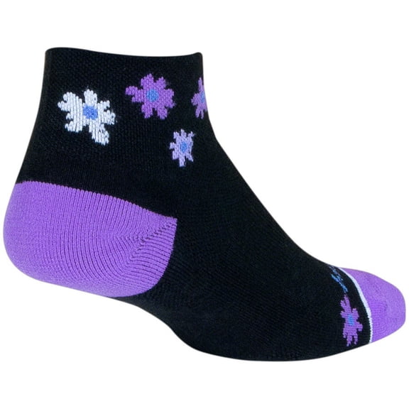 SockGuy Channel Air Daisy Classic Low Socks - 2 inch, Black/Purple, Women's, S/M