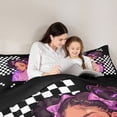 thumbnail image 4 of Castle Fairy Cute Black Girl Full Size Comforter Sets 3-Piece,Checkerboard Print Bedding Comforter Set,Purple Black,1 Comforter and 2 Pillowcases, 4 of 6