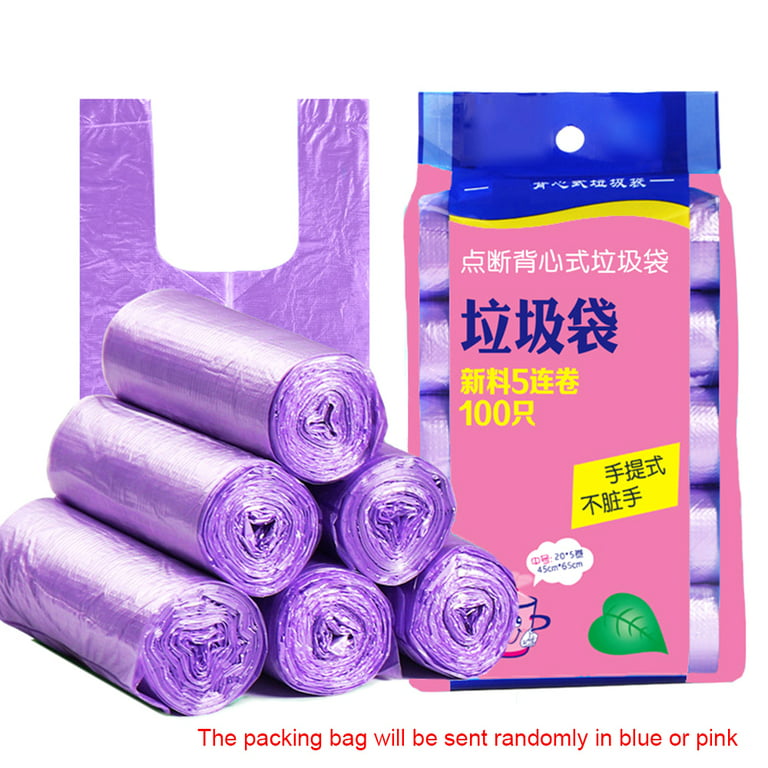 Yannee Mini Disposable Garbage Bag Plastic Small Trash Bags Household 1Roll  /20 Pcs Purple 