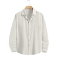 thumbnail image 2 of UTSJKR Men's Oversized Loose Fit Linen-Blend Long Sleeve Button-Down Shirt, Casual Top, Hot Summer Beach Street Daily Comfort Wear White L, 2 of 8