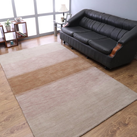Rugsotic Carpets Hand Knotted Wool Area Rug 3'x5' Beige Contemporary Rectangle Indoor Rug for Living Room, Bedroom Antimicrobial L00215