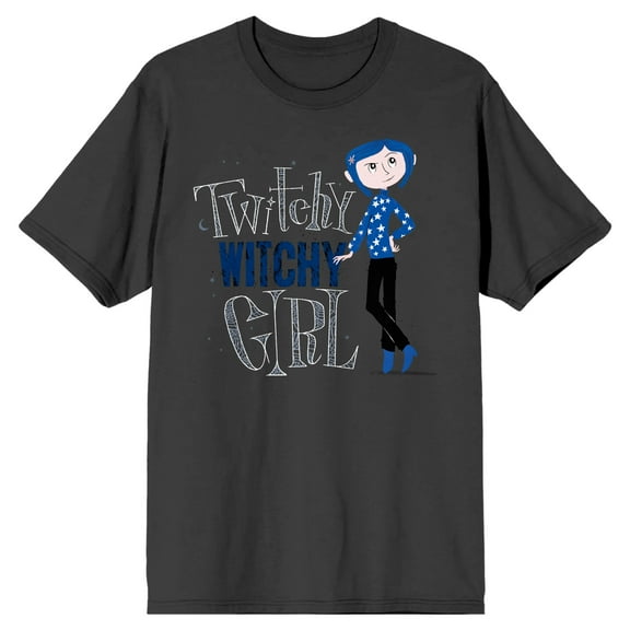Coraline Twisty Witchy Girl Crew Neck Short Sleeve Men's Charcoal T-shirt-Medium