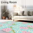 thumbnail image 2 of ODIKA 6'x9' Machine Washable Non-Slip Area Rug, Meadow Blooms Interlocking Filigree with Stylized Floral Overlays High Traffic Rug with Pad, Blue, 594526, 2 of 8