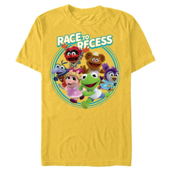 Disney Muppet Babies Race to Recess - Short Sleeve Blended T-Shirt for Adults -Customized-Yellow