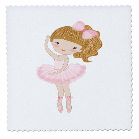 - 3dRose Cute Little Dancing Ballerina Little Girl Illustration - Quilt Square, 12 by 12-inch