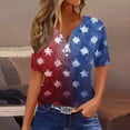 thumbnail image 2 of Women's 250th Anniversary USA Shirt Patriotic Flag Print V-Neck Button Short Sleeve T-Shirts, 2 of 4