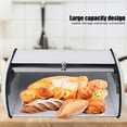 thumbnail image 3 of Bread Box, Stainless Steel Bread Storage Bin Container Roll Up Lid Bread Box With Clear Window, Countertop Bread Holder Dry Food Storage Container For Kitchen Home, 3 of 8