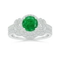 thumbnail image 4 of ANGARA Natural Aeon 1.2 ct Emerald Halo Leaf & Vine Engagement Ring with Milgrain in 14K White Gold for Women (Size-7mm) | May Birthstone, Anniversary, Jewelry Gift for Women | Natural Emerald Ring, 4 of 10