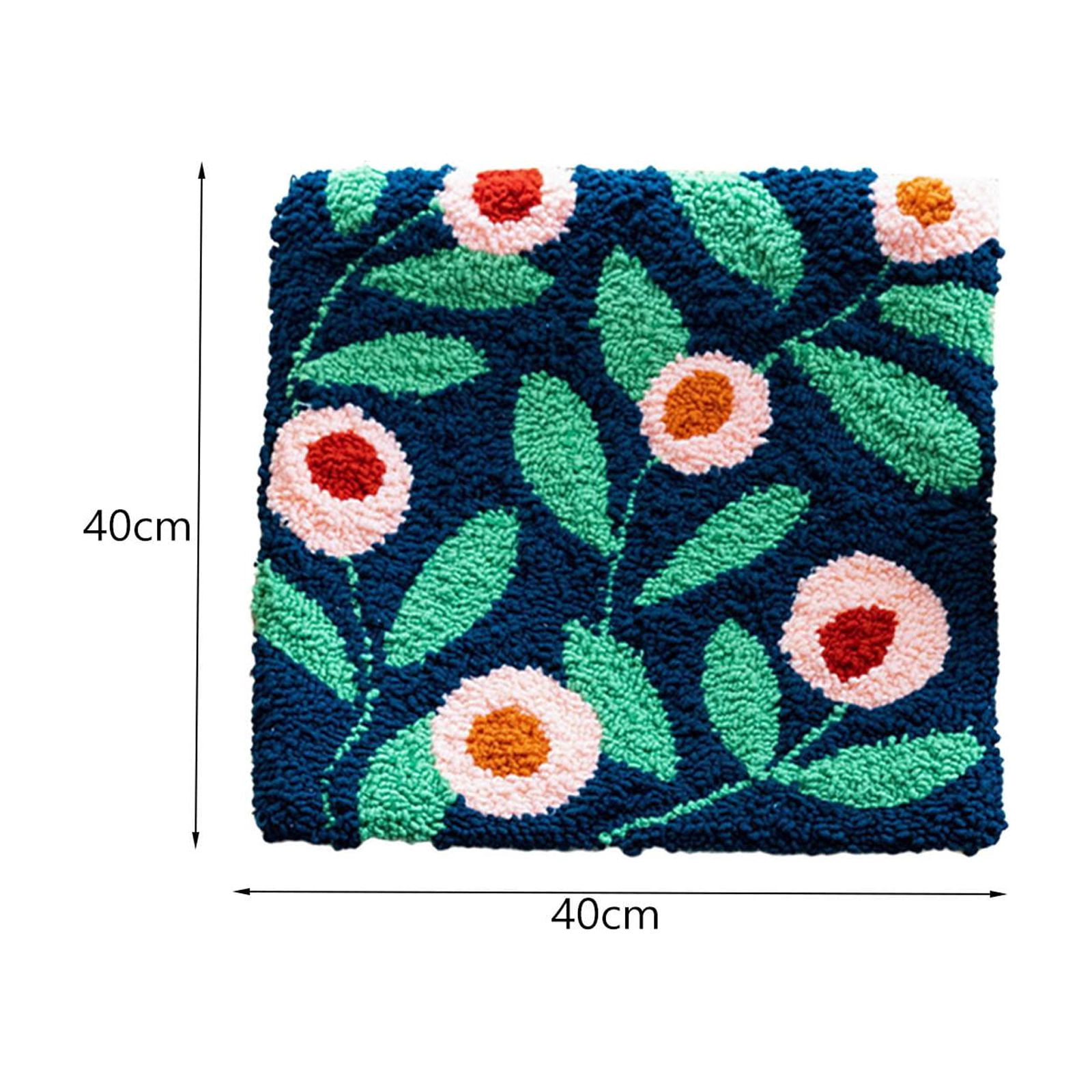 Tachiuwa Punch Pillow Cover Pillow Case Crochet yarns with Basic Tool Cover Embroidery for Beginners Rug Carpet Blue