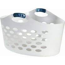Rubbermaid Rectangular Plastic Laundry Basket with Carrying Handles, White