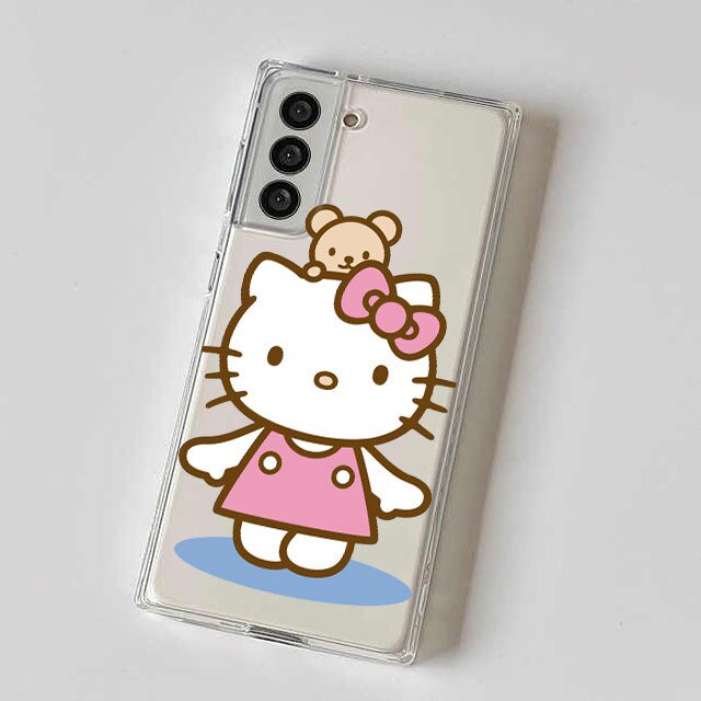 Bonita funda de teléfono de hello kitty cat para Samsung Galaxy Note 20 Ultra 10 Plus 8 9 S21 S22 Ultra S20 FE S22, silicona suave de lujo Fivean LED