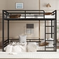 thumbnail image 3 of Harper & Bright Designs Metal Bunk Bed Full XL over Full XL with Stairs for Boys and Girls, Floor Bed with Guardrails for Bedroom, Black, 3 of 11