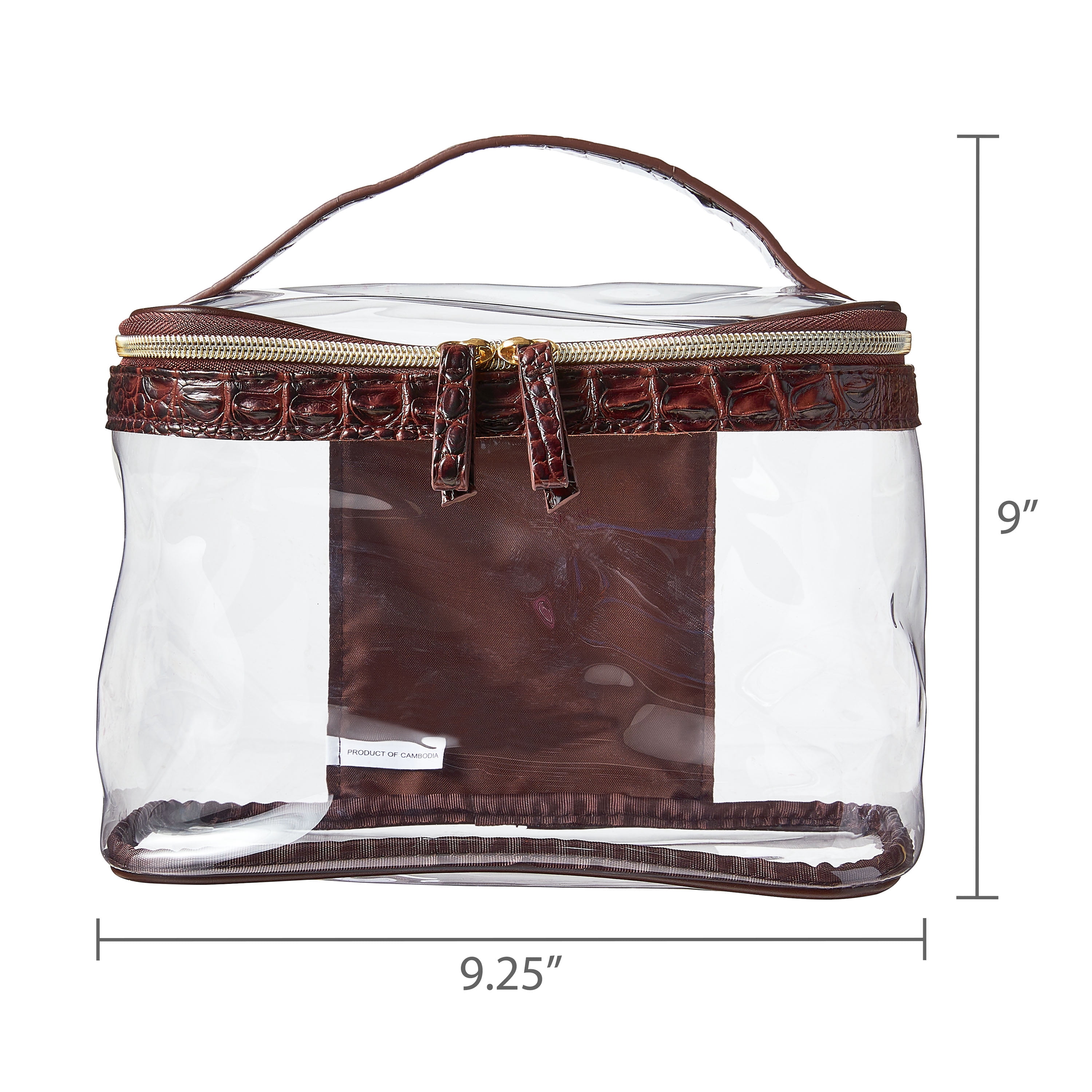 Cosmetic Bag Clear Train Case with Accessory Pouches and Two Tone Texture Trim, 4 Piece Set