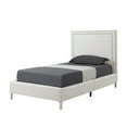 thumbnail image 2 of Inspired Home Raffaele Leather PU Platform Bedframe Full Size Nailhead Trim, White, 2 of 9