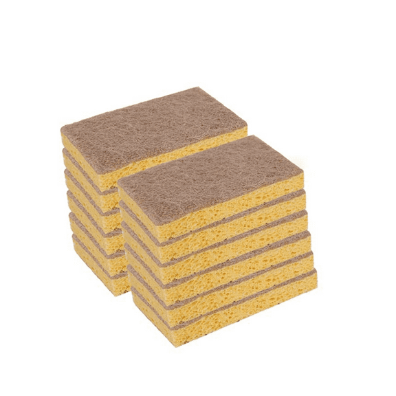 12 Pcs Natural Kitchen Sponge, Eco-Friendly Dish Sponge for Kitchen Cellulose and Coconut Scrubber Sponge Household Cleaning Sponge for Dishes, Brown