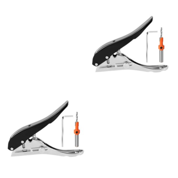 Riwesomey Perforadora de un solo orificio, liviana y portátil, fácil de transportar y herramienta de perforación manual con perforadora negra Golpe de agujero negro +2. 2piezas