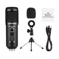 thumbnail image 2 of USB Condenser Microphone Computer Mic Kit with Mini Desktop Metal Tripod Stand Windscreen USB Cable for Music Recording Live Streaming Online Singing Meeting Teaching Game, 2 of 7