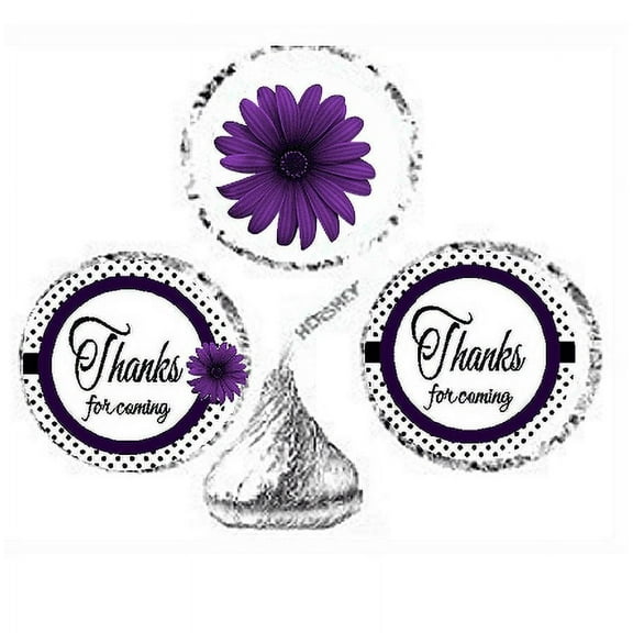 216ct Purple Thanks for Coming Party Favor Candy Decoration Stickers Labels Fits Kisses Chocolates Party Favors Envelope