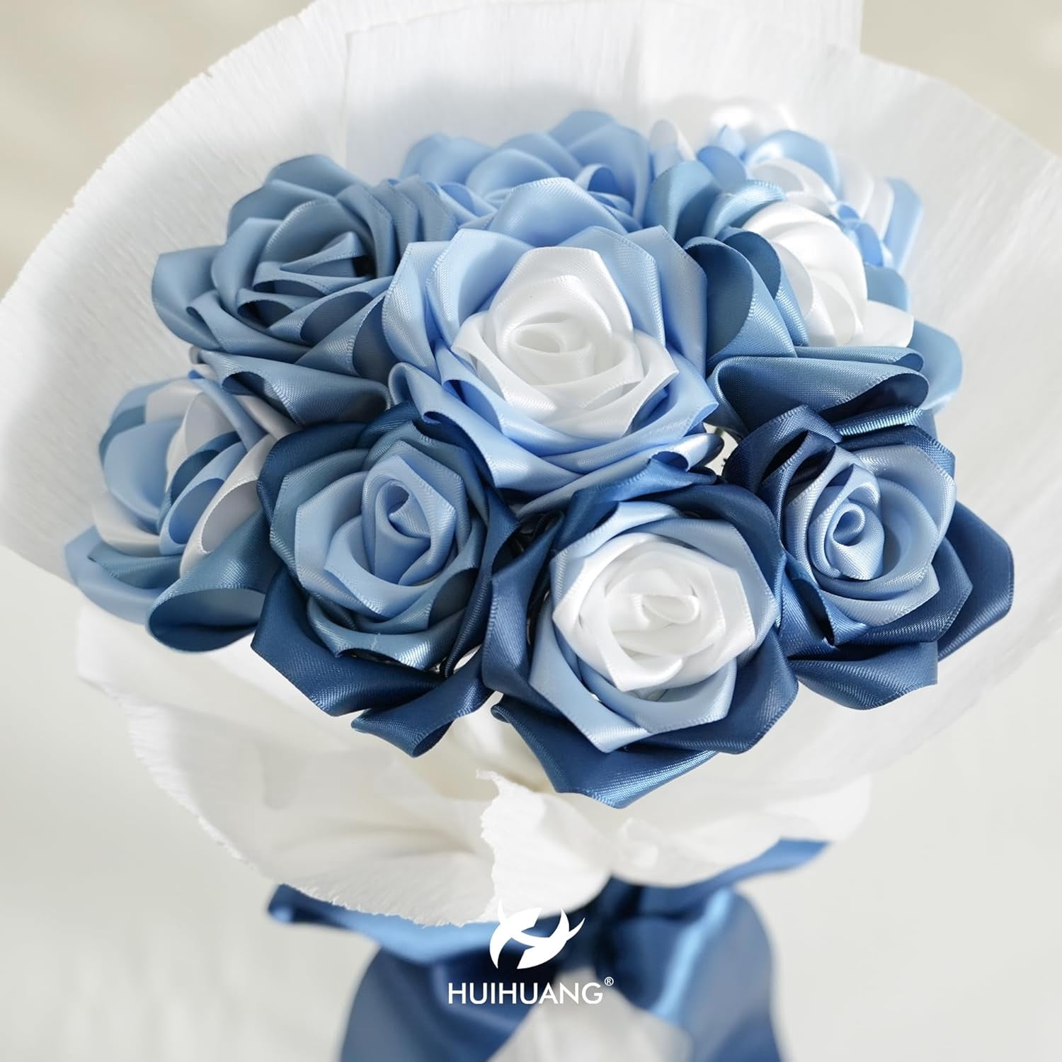 Dusty Blue Ribbon 1-1/2 inch Double Face Satin Ribbon Silk Ribbons 50 Yards Roll for Gift Wrapping Bows Making Floral Bouquet Wedding Invitations Decor Party Favor and Craft Supplies
