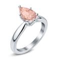 thumbnail image 2 of Solitaire Teardrop Simulated Morganite CZ Wedding Ring 925 Sterling Silver Size 7, 2 of 5