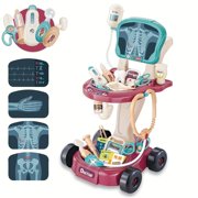[Doctor Kit] 29pcs Doctor Kit | Toddler Pretend Play Toy Dentist Vet Medical Mobile Cart with Sound & Light Xray Stethoscope Dr Kit Playset Toys for Kids 3-5, Toddler Girls Gift Age 2 3 4 5 Years Old