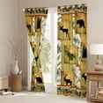 thumbnail image 5 of Farmhouse Decor,Rustic Deer Window Curtains Black Bear Patchwork Blackout Curtains 2 Panels 38"Wx54"L,Woodland Moose Curtains & Drapes Pine Trees Pinecone Lodge Cabin Vintage Brown, 5 of 6