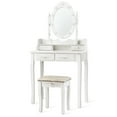 thumbnail image 1 of Vanity Table Set Detachable Makeup Table Dressing Desk with Mirror & Cushioned Stool White, 1 of 5