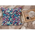 thumbnail image 2 of Chevron Fluffy Throw Pillow Cushion Cover, Zigzag Pattern Downward Parallel Lines Hipster Bohemian Style Grunge Illustration, Decorative Square Accent Pillow Case, 36" x 36", Multicolor, by Ambesonne, 2 of 5