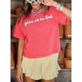 thumbnail image 5 of Women'S Ruffle Hem Drawstring Elastic Waist Gingham Casual Shorts with Pockets Yellow M, 5 of 6