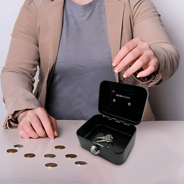 Metal Cash Box with Lock Storage Small 4.53 x 3.78 x 2.28