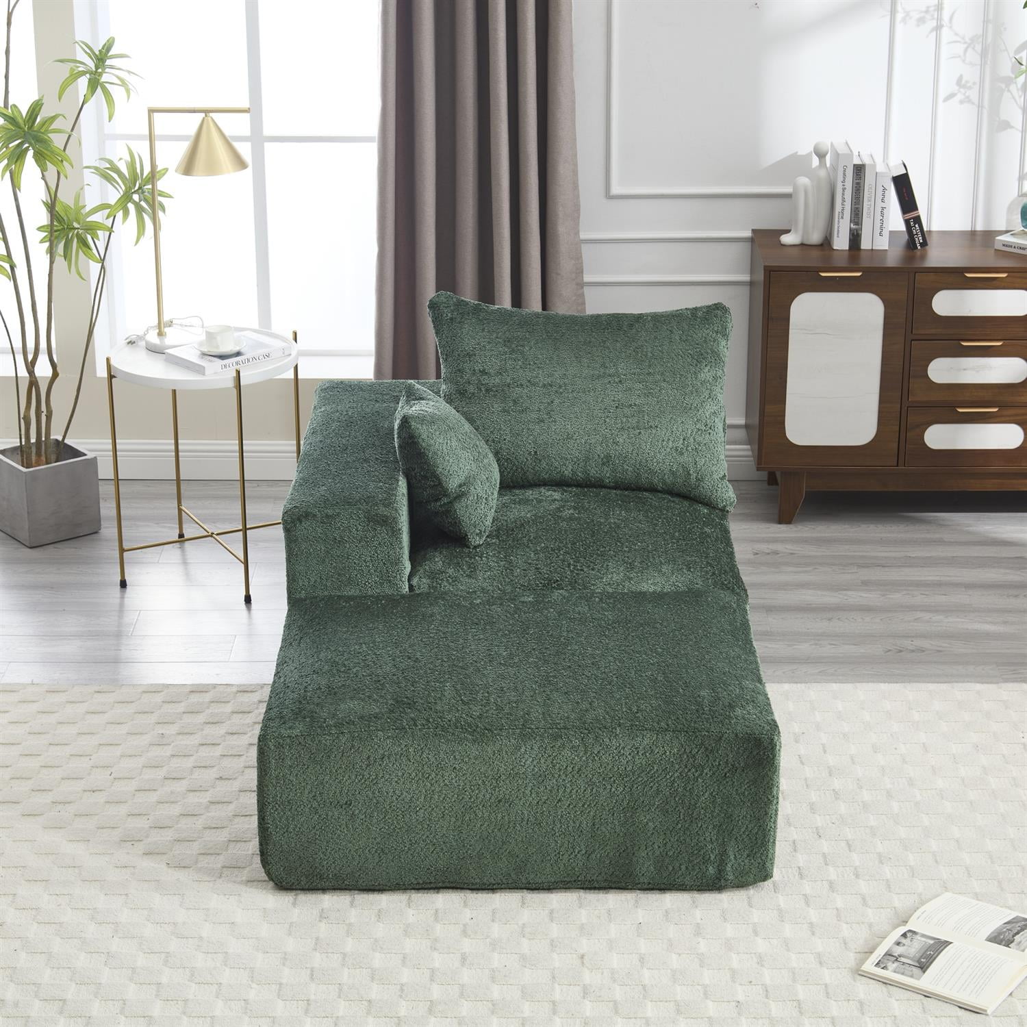 Demi Bonn 67" Memory Foam 2-Seater Sofa, Comfy Chenille Fabric Couch, No Assembly Needed, Portable Modern Deep Seat for Living Room, Bedroom, Apartment, Green