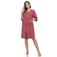 thumbnail image 5 of EA'S SECRET Women's Lightweight 100% Cotton Mid-Length Robe Zip Front Bathrobe 3/4 Sleeve Spa Kimono Robe Bridesmaid Bride Party Robes Sleepwear Bath Robes with Pockets(Purplish Red,L), 5 of 9