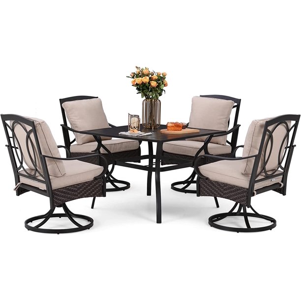 & William Patio Table and Chairs with 13ft DoubleSided Umbrella 8 Piece Outdoor Dining