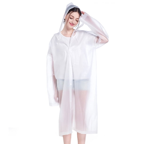 2 ponchos impermeables transparentes y reutilizables para exteriores, de EVA, a la moda, portátiles, impermeables, gruesos, con capucha y mangas, para adultos, hombres y mujeres.