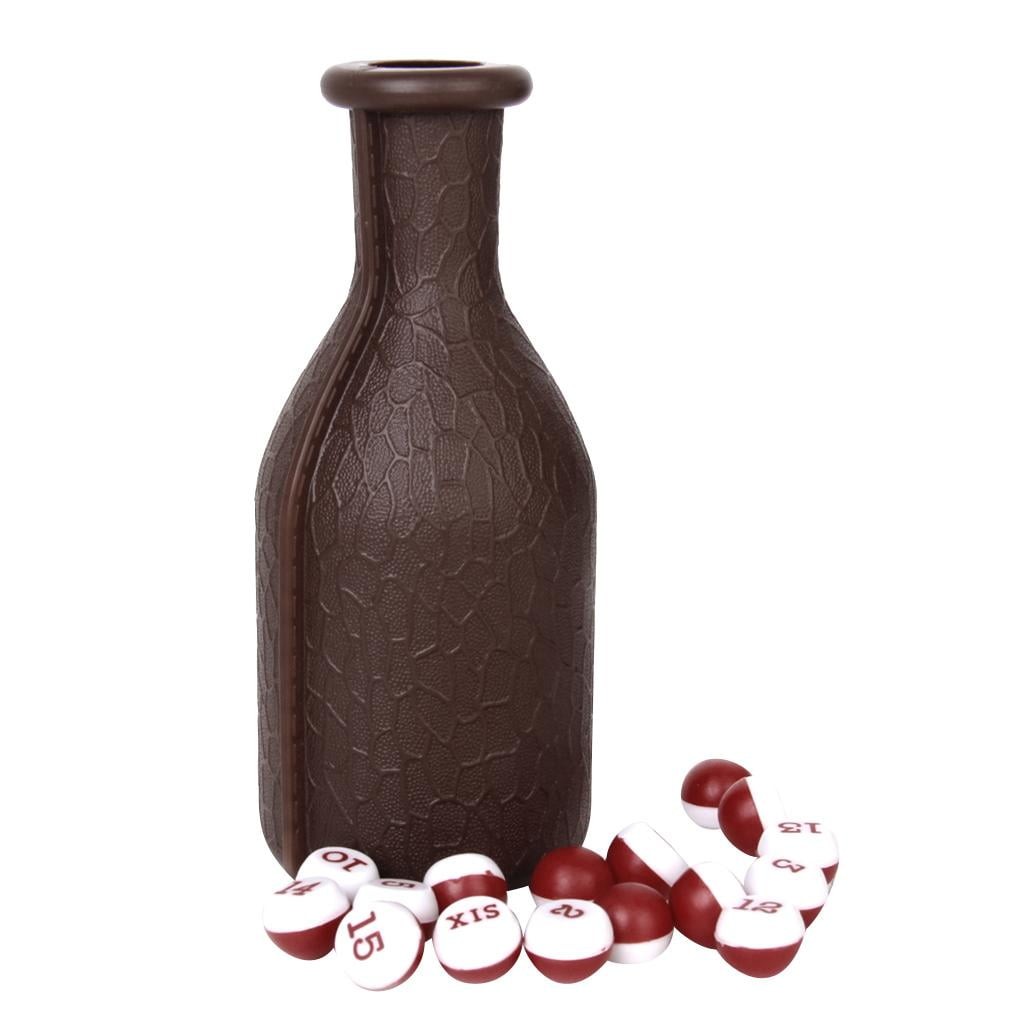 Billiard Brown Kelly Pool Shaker Bottle with 16 Marbles Tally Peas/Balls 