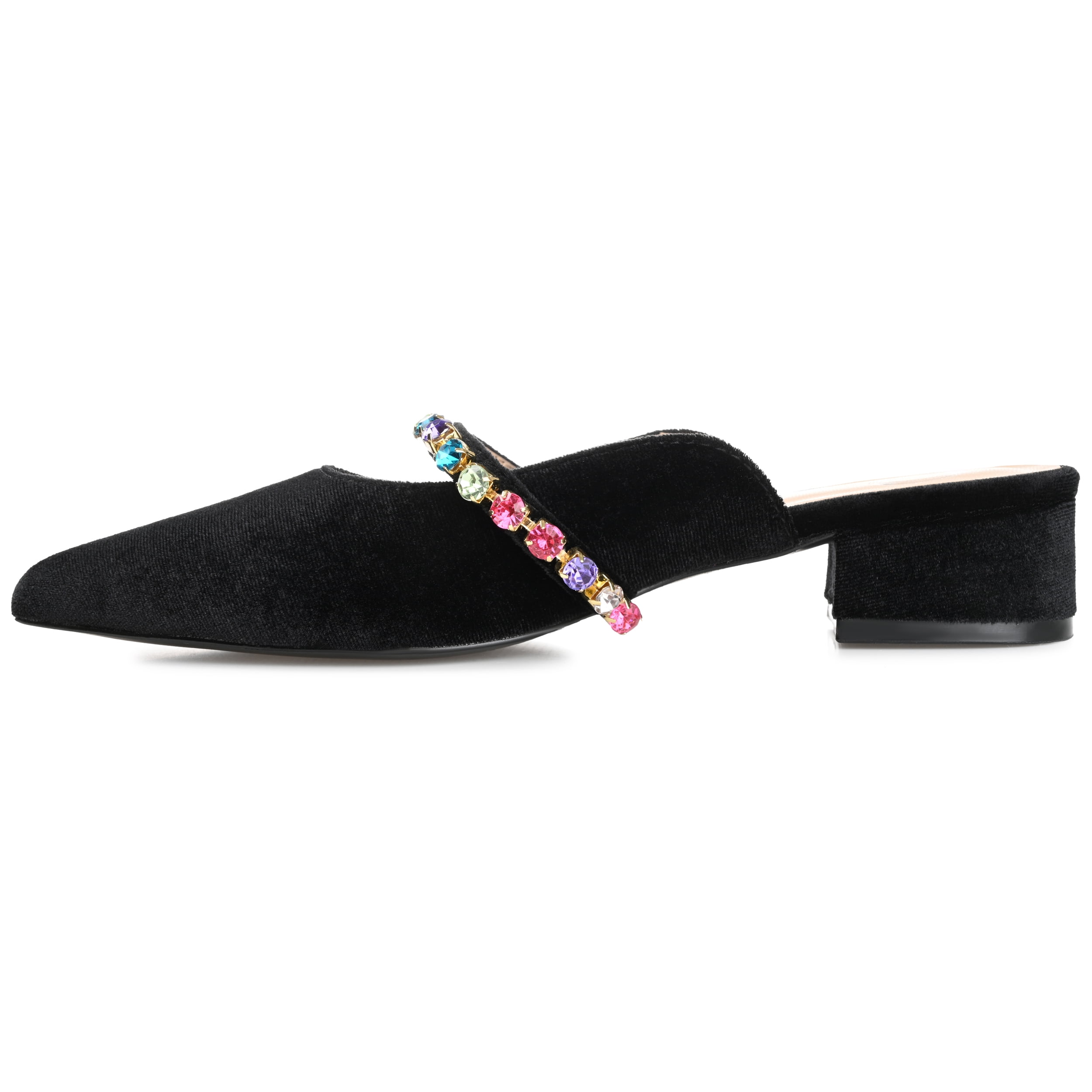 Journee Womens Jewel Mules Pointed Toe Slip On Evening Dress Flats