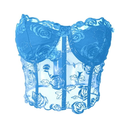 

minzon women s lace mesh rose tube top comfortable breathable with steel ring vest