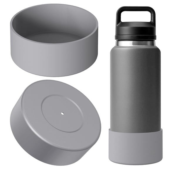 Linkidea Water Bottle Boot Compatible with YETI Rambler Bottle 36oz, Yonder 50oz, Silicone Anti-Slip Water Bottle Bottom Sleeve Cover Protector (Grey / 2 Pack)