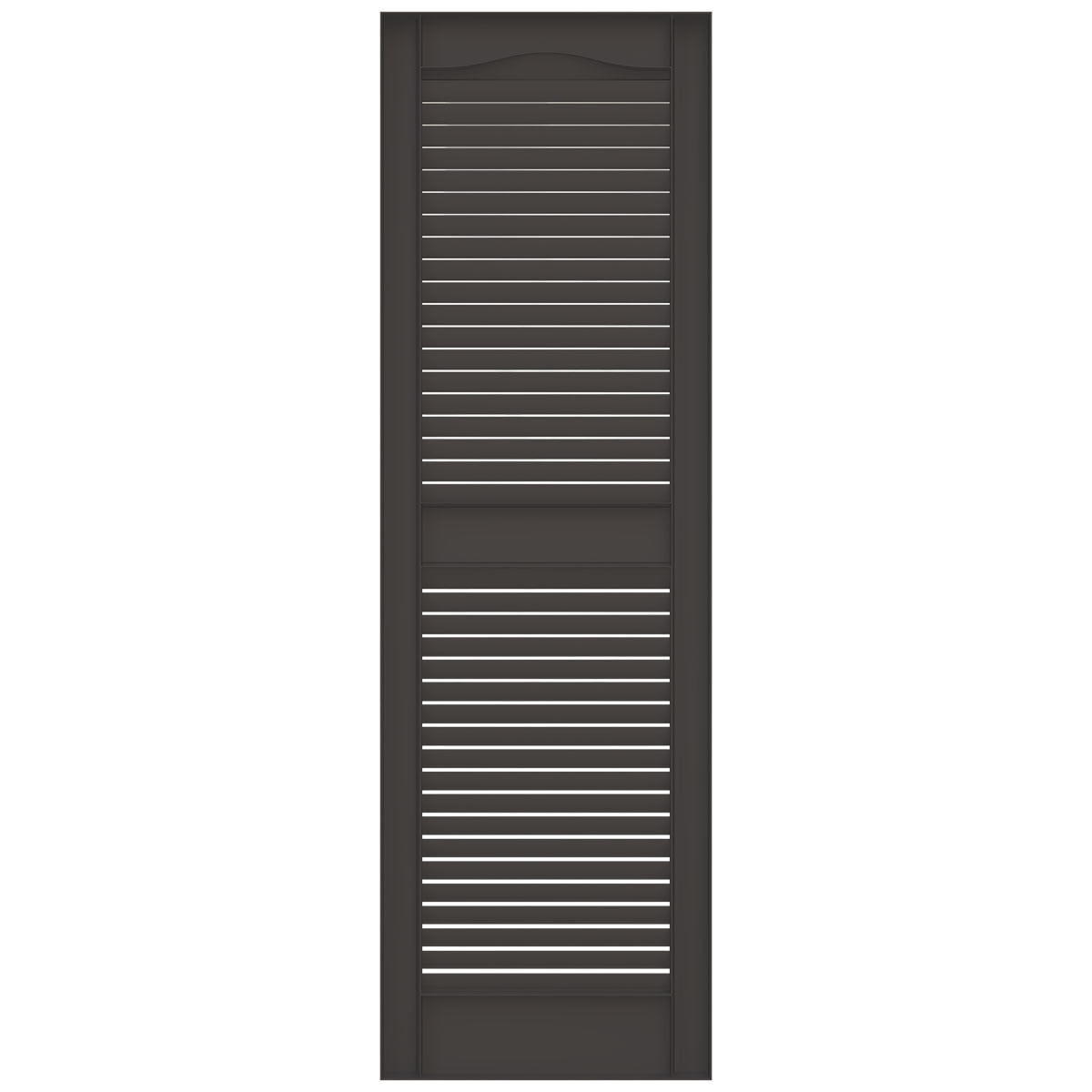 Ekena Millwork 12 in. W x 31 in. H Builders Edge, Standard Cathedral Top Center Mullion, Open Louver Shutters, Includes Matching Installation Spikes (Per Pair), 018 - Tuxedo Grey